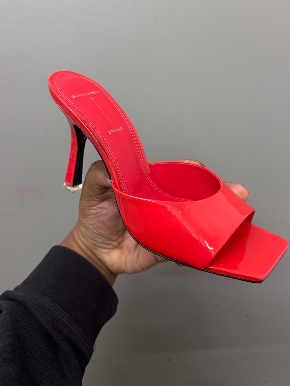 BLACK SUEDE STUDIO Red Patent Leather Mules size 38